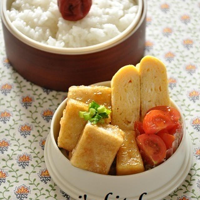 6分で完成！ストックおかず♡高野豆腐の照りマヨ焼きを使った節約弁当