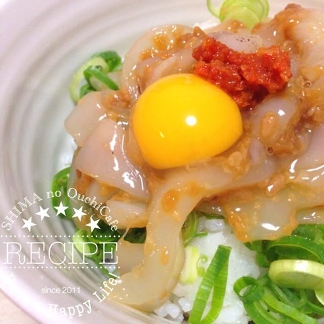 対馬のイカ王子のイカさんで♪イカの醤油麹のっけ丼