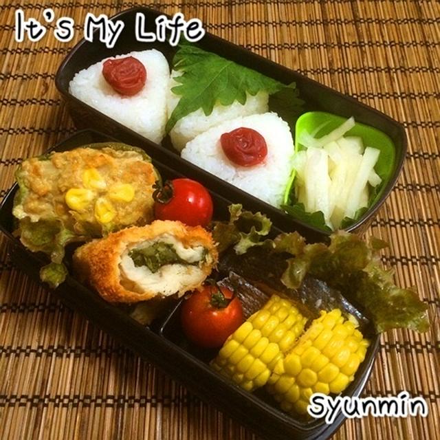 2014/07/09弁当 梅おにぎりお弁当★クッキング