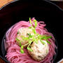 Plum Noodle Soup with Ginger Turkey Meatballs梅そば生姜鶏団子のっけ