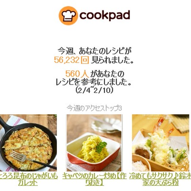 クックパッドさんの週間レポート