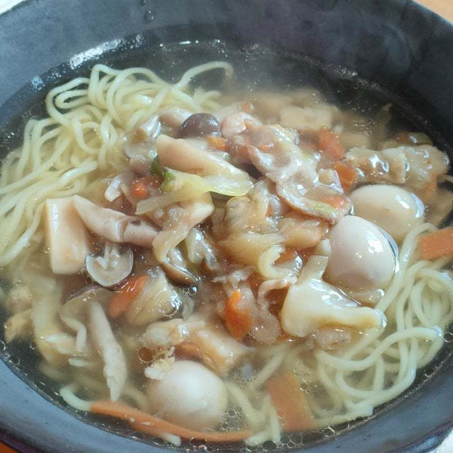 あんかけラーメンで夕ご飯＼(^o^)／娘が作ったじゃがりこアレンジ料理