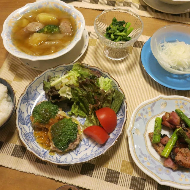 大葉つくねバーグ＆ポトフの晩ご飯　と　欲しかったもの　と　ムスカリの花♪