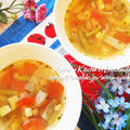 【副菜】ストウブ鍋でたっぷり作って常備スープ♡ベーコンとひよこ豆とセロリのスープ