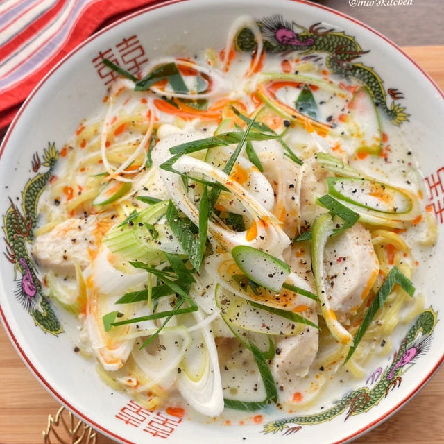 【胸様レシピ】♡秒でなくなる旨さ♡鶏胸肉de絶品豆乳ラーメン♡レシピあり♡