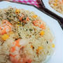 【レシピ】エビとコーンのバジル風味ピラフ　～＃炊飯ジャーまかせ＃簡単＃カフェ風＃子供大好き～