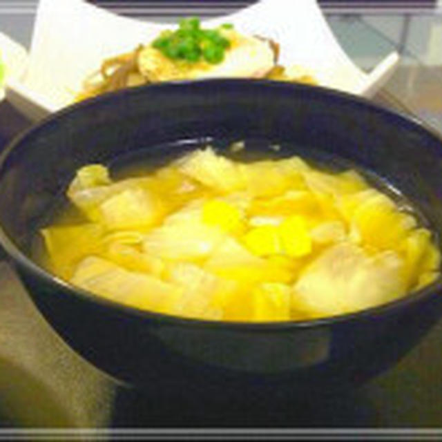 【再掲Recipe】キャベコーンお味噌汁：いつものお味噌汁を少しアレンジ☆