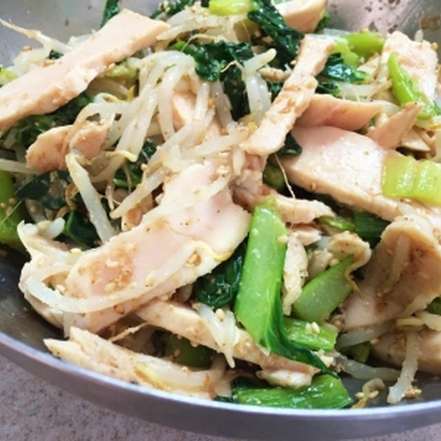 ちじみ小松菜と鶏胸肉で棒棒鶏風に♪
