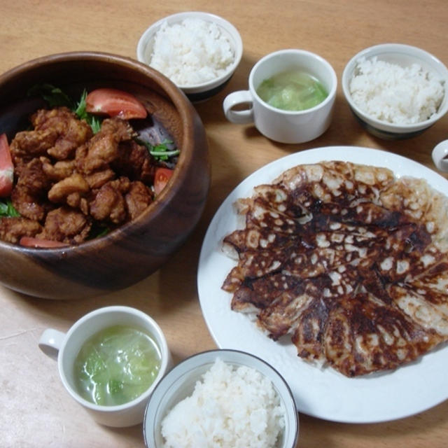 昨夜は餃子と唐揚げ！