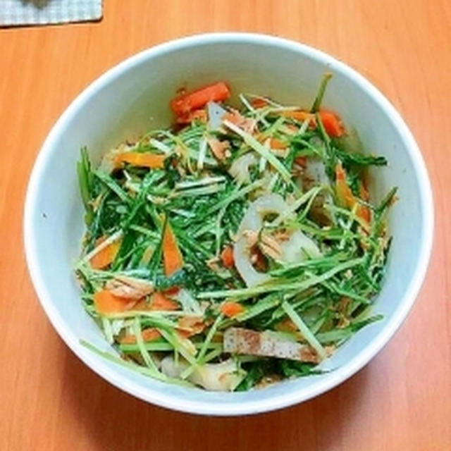 ツナと水菜の炒めびたし煮～