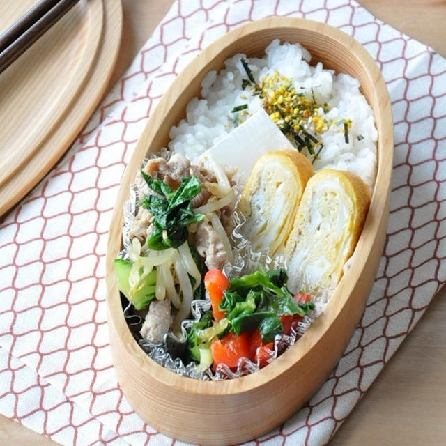 【節約弁当】安かったチンゲン菜をフルに使った、もやしと豚こまのオイスター炒め弁当