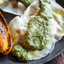 Kabocha Squash Ravioli with Pistachio Pesto南瓜ラビオリ＆ピスタチオバジルソース