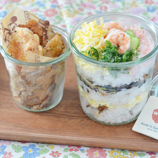 WECKでチラシ寿司とチキンフリットのお弁当＊＊