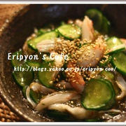 もずくとカニカマ、きゅうりの和えもの