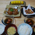 昨夜は豚ひき肉のふわふわつくねなど～！