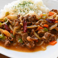 【時短料理】「だしとスパイスの魔法シリーズ」にんじん、ピーマンのピリ辛ビーフストロガノフ