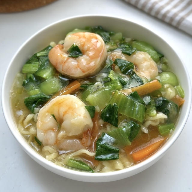 【海老の餡ラーメン】ワンパンで時短！