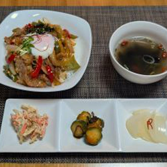 焼き海苔スープは２度おいしい☆温玉のっけプルコギ丼♪☆♪☆♪