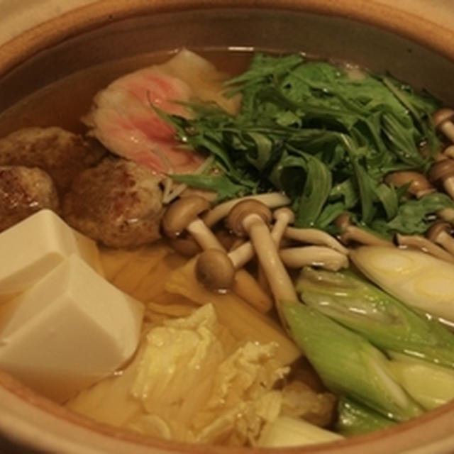 肉団子と豚バラのお鍋とわかめの天ぷらで晩ごはん