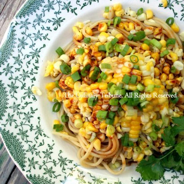 Corn Pasta with Burnt Soy Butter焦がしバター醤油でコーンのパスタ