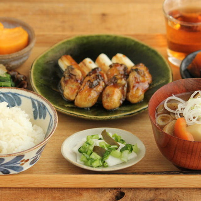 牡蠣の照り焼き丼ぶり献立
