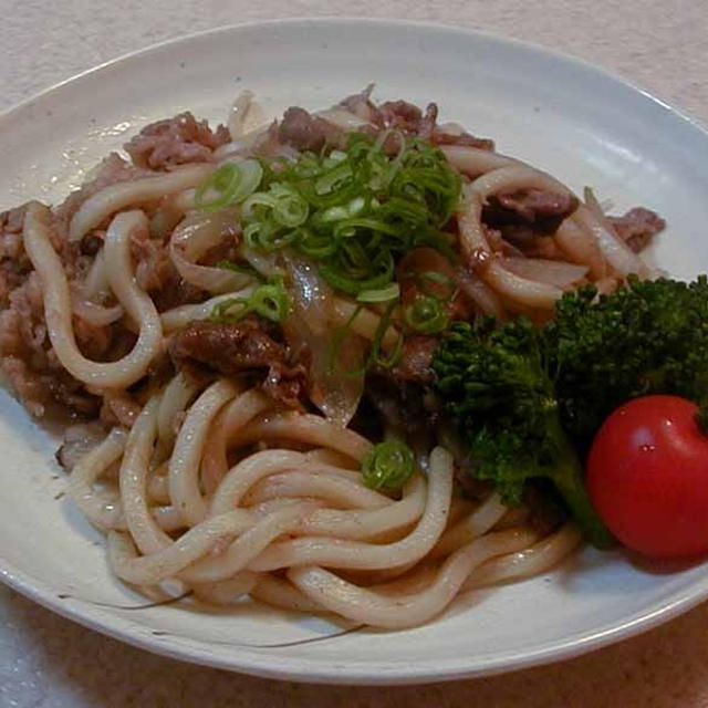 焼きうどん＆自家製ブロッコリー