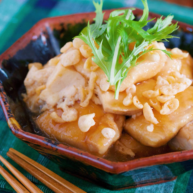 失敗なし♪味がしみしみ＆プルプル食感♪『むね肉と豆腐の揚げだし風♡めんつゆ煮』