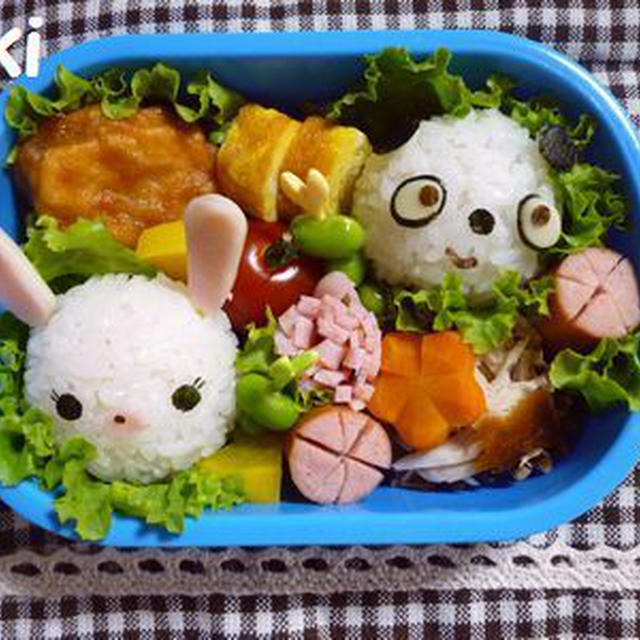 キャラ弁**うさぎちゃんとパンダくん