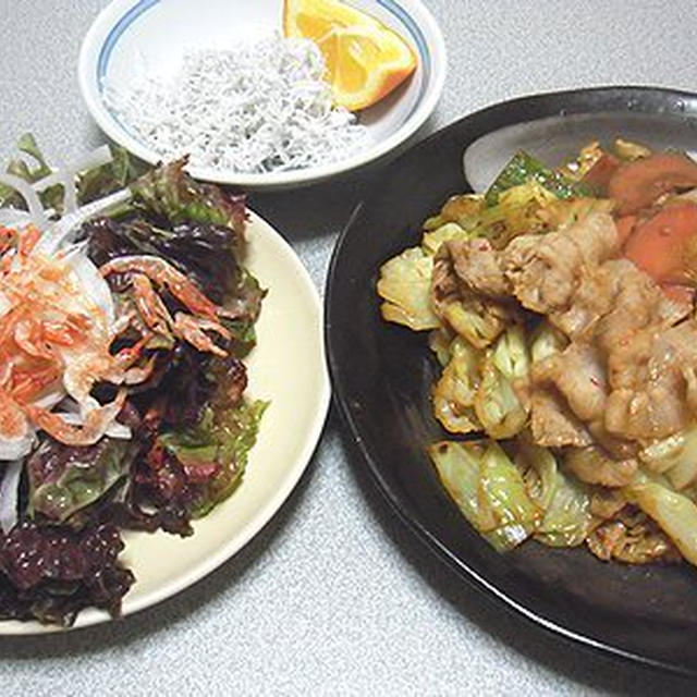 回鍋肉とサラダ
