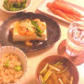 海老と菜の花のあんかけ豆腐