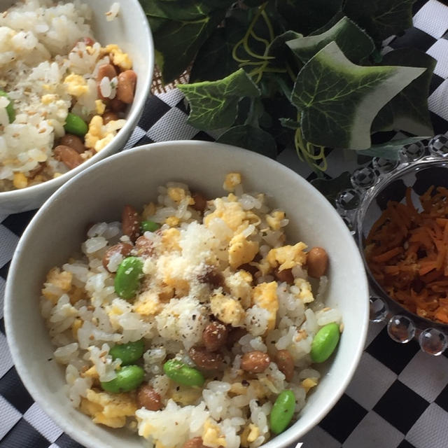 ちばの新米♡納豆と枝豆の洋風まぜご飯。