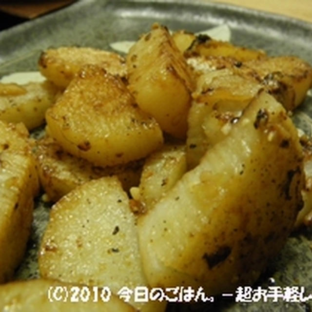 長いものガーリック焼き　最後におしょうゆをじゅっと♪
