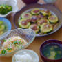 ズッキーニの肉詰めチーズ焼き。昨日6/30は水無月を食べる日。
