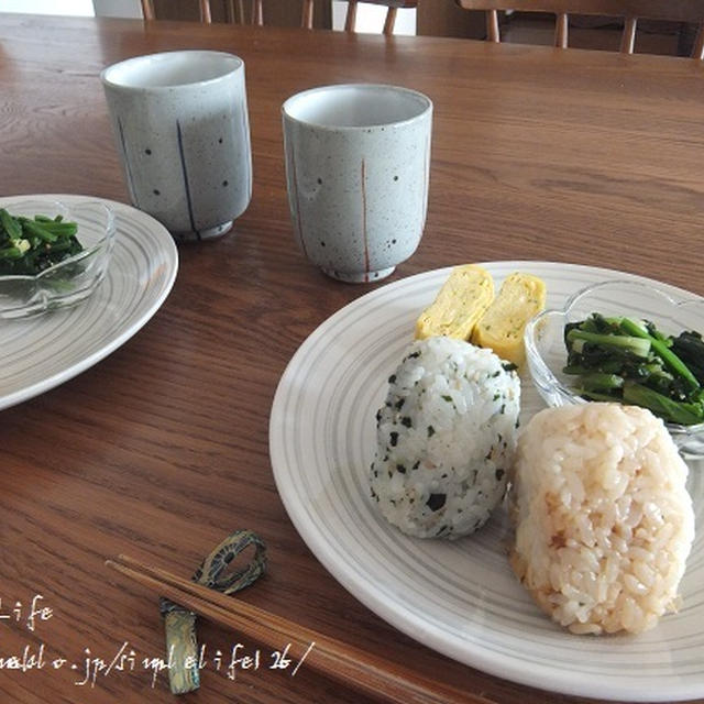 今朝の朝ごはん☆おにぎりセットの朝～