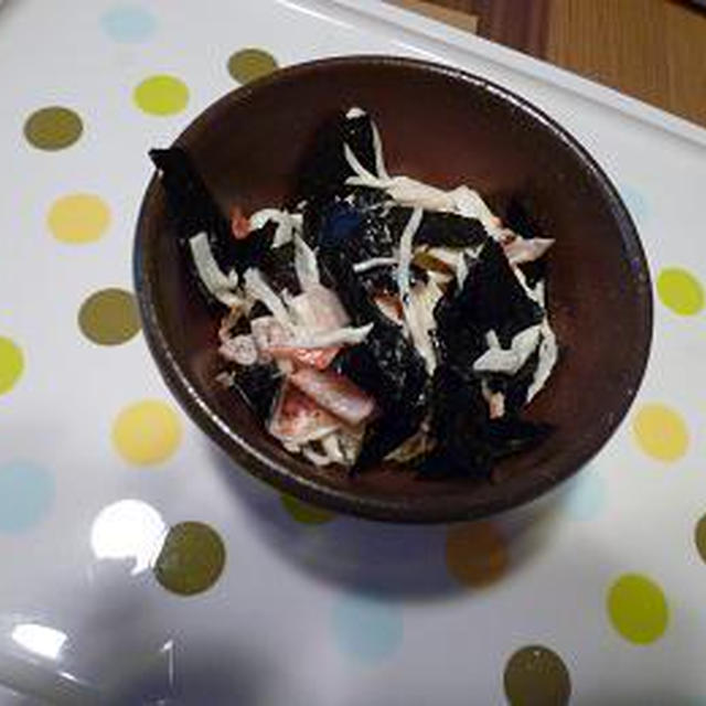 火を使わない料理・・・かにかま海苔わさび醤油。