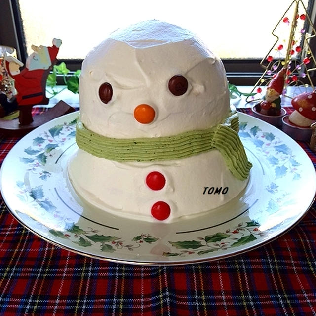 2021年我が家のクリスマス♪雪だるまケーキ