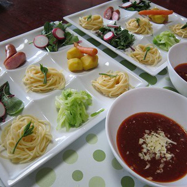少しオシャレなランチ　　マ・マーつけて食べるスパゲティ