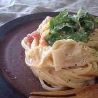 [レシピ]乾物の平ゆばde明太子クリームパスタ♡