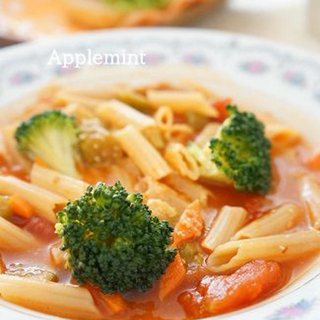 おもてなしにぴったり★ペンネのミネストローネと海老サンドのランチ
