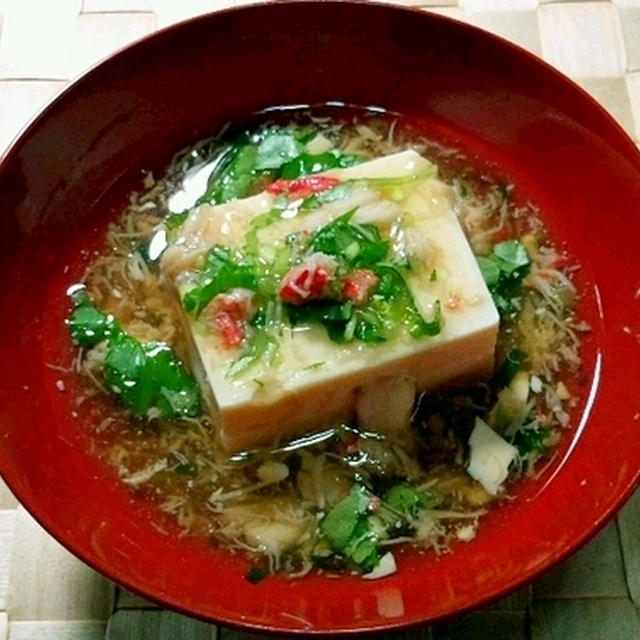 「ヤマキ割烹白ダシ」で豆腐のカニ餡かけ