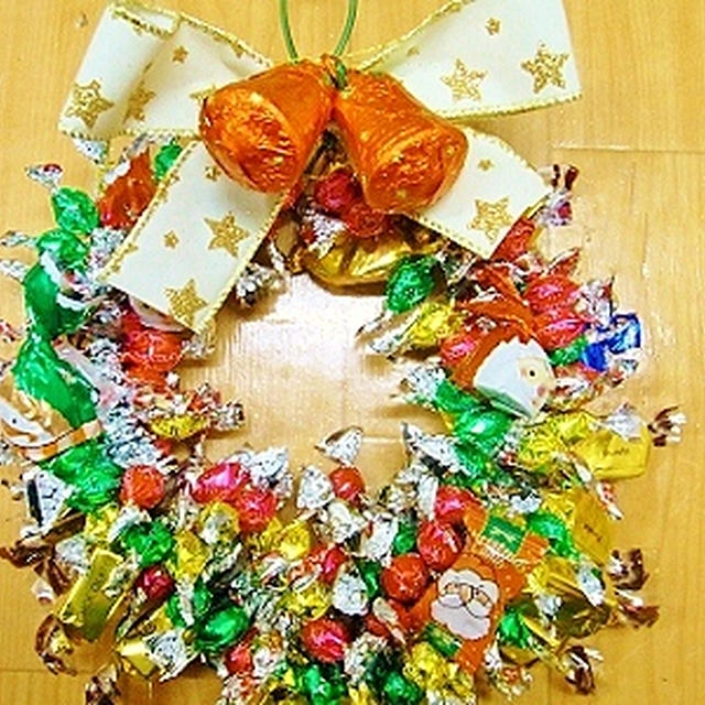 チョコや飴の簡単リース作り方♪&サバ梅焼き♪