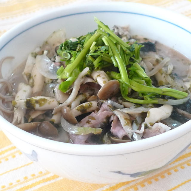 海苔チーズ出汁のきのこそば