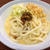 朝は「ピリ辛釜玉うどん」