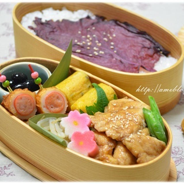 わっぱの詰め方★ささみの照り焼き弁当☆