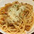 今夜はミートソースパスタで晩ごはん＼(^o^)／いつものレシピに人参を追加♪