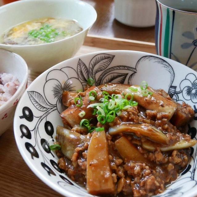 ホワとろナスの挽き肉炒め、昨日の昼ごはん#本日のおうちごはん