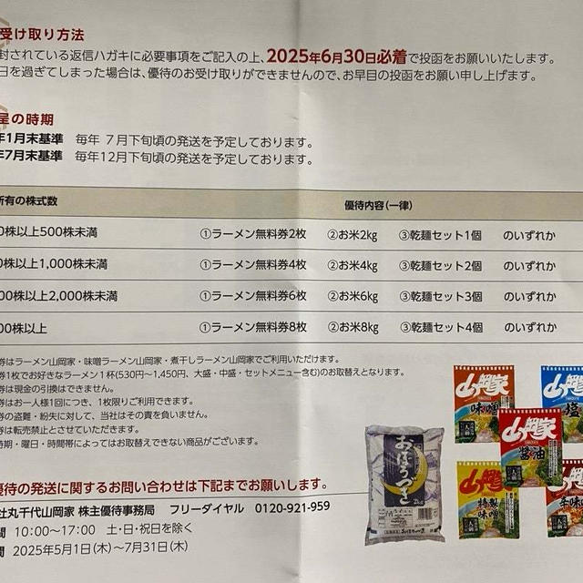 優待案内いろいろ届いています