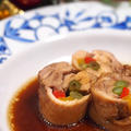 クリスマス☆鶏肉の彩り野菜ロール煮 by ゆずママさん