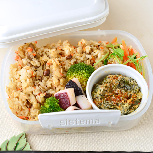 蛸とブロッコリーのペペロン炒め＆五目炊き込みごはん　晩ごはんの残りで作るお弁当　３月１３日　木曜日　