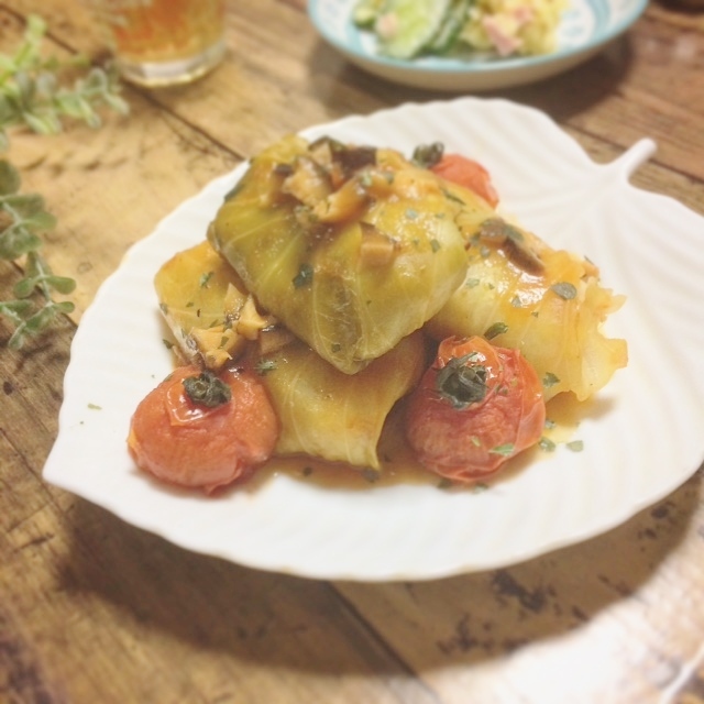 餃子を巻いて☆ケッチャップ味の♪ロールキャベツ